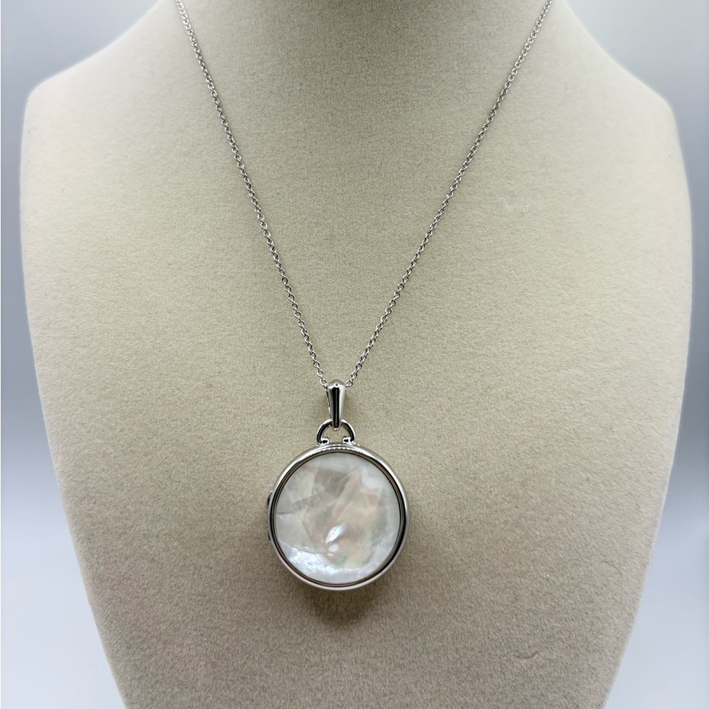 Spartina 449 Silver Necklace with Iridescent Locket Pendant